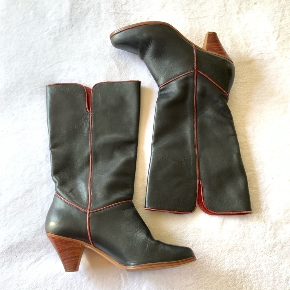 𝅺THOM McAn Black Leather Heeled Boots